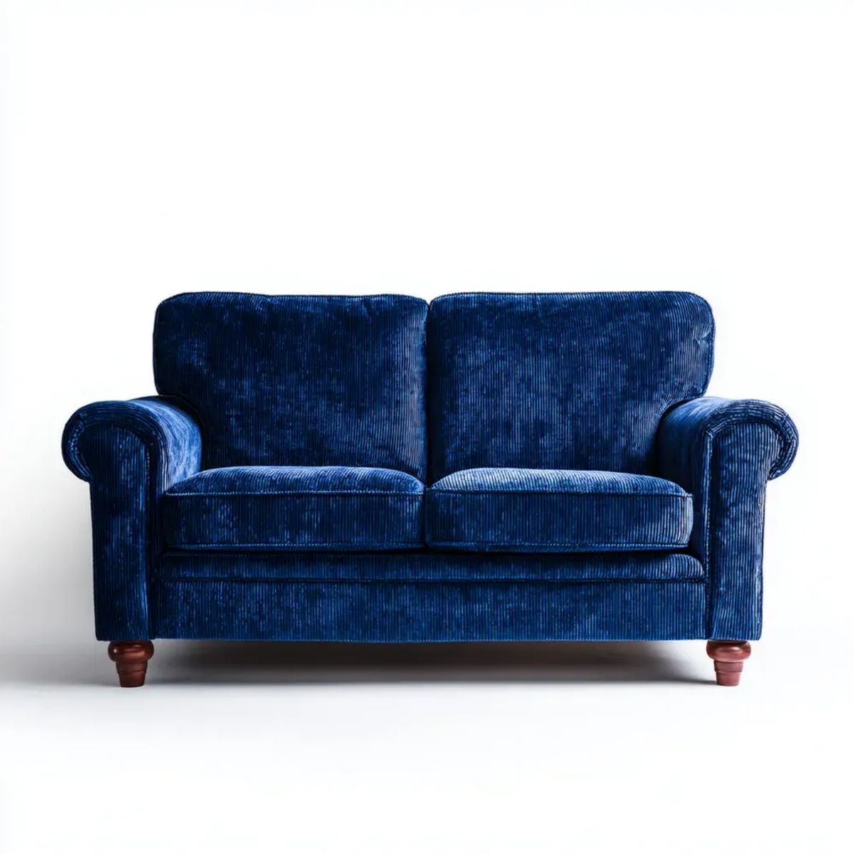 Granatowa sofa dwuosobowa z tapicerką z poliestru, 160 × 85 × 90 cm