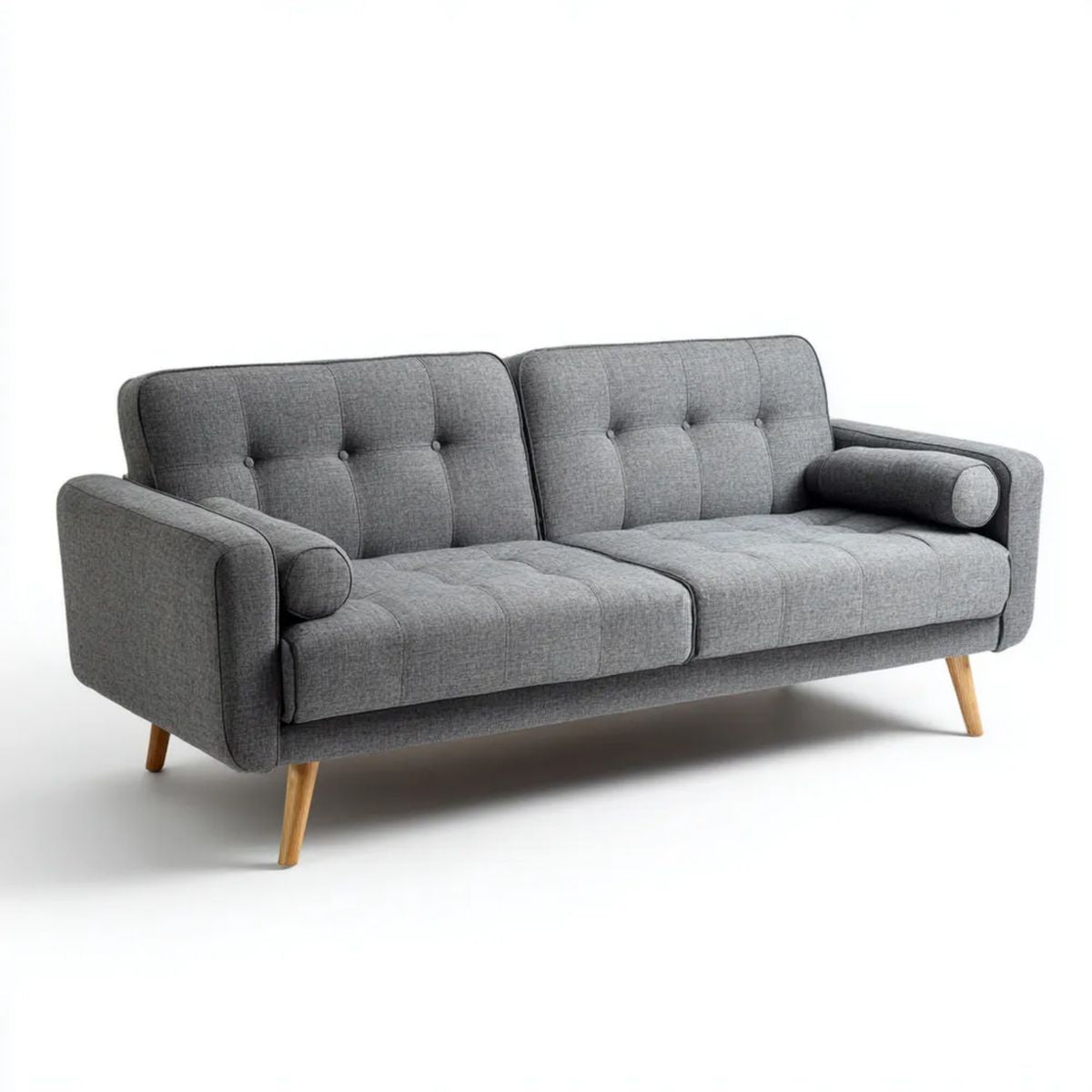 Szara trzyosobowa sofa z tapicerką poliestrową, 210 x 85 x 85 cm