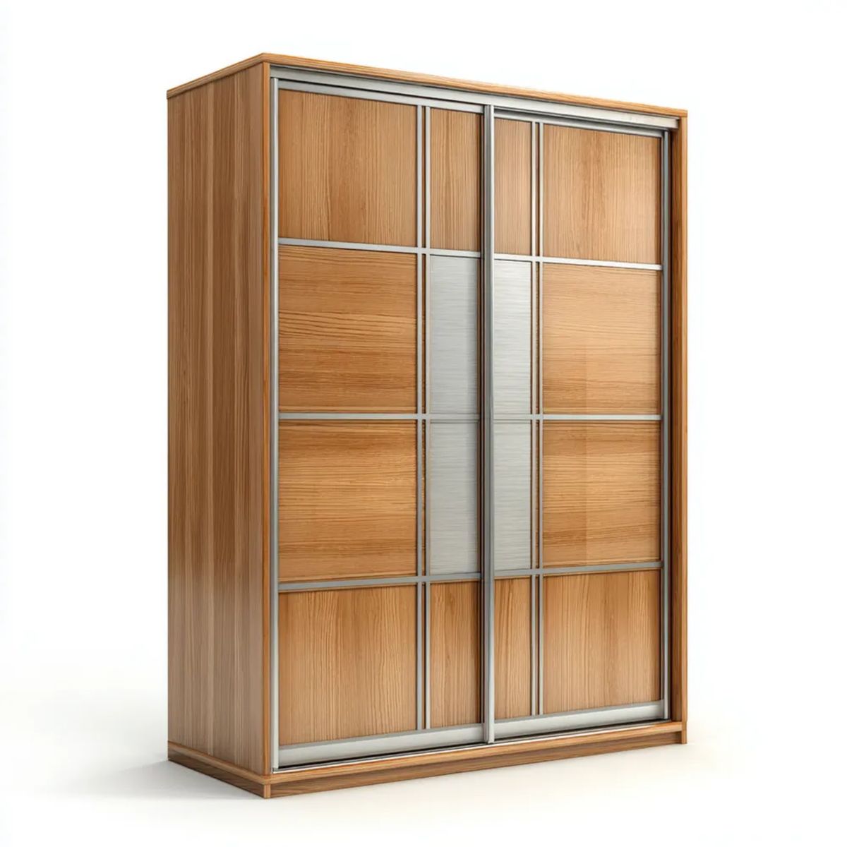 Szafa przesuwna z płyty wiórowej laminowanej i aluminium, jasny dąb/srebrny, 200 × 60 × 220 cm