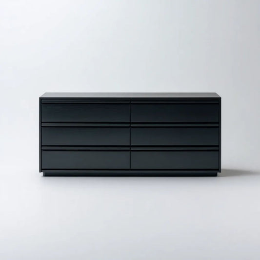 Czarna komoda 6-szufladowa z płyty MDF 160 × 40 × 75 cm