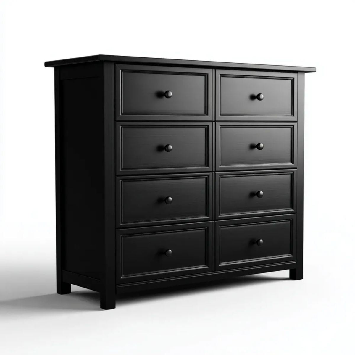 Czarna komoda MDF z 8 szufladami, 140 x 45 x 120 cm
