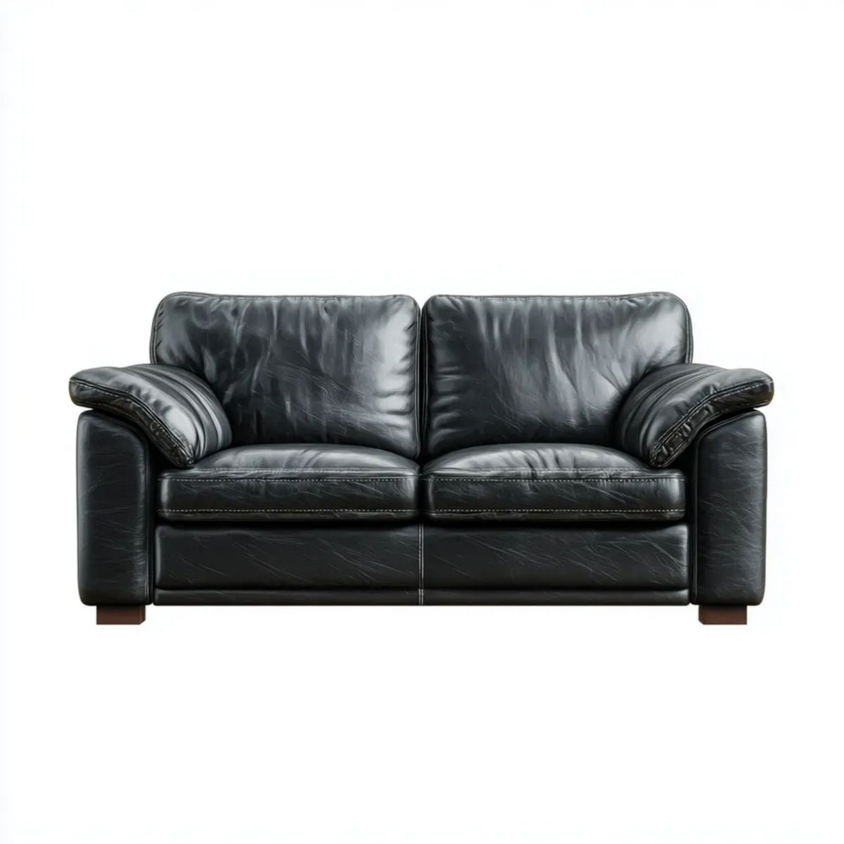 2-osobowa sofa ze skóry syntetycznej, czarna, 170 × 90 × 90 cm