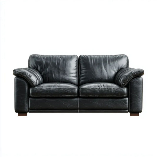 2-osobowa sofa ze skóry syntetycznej, czarna, 170 × 90 × 90 cm