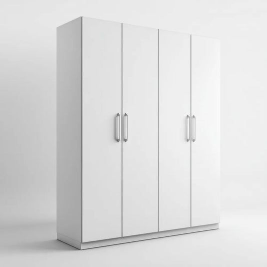 Biała szafa czterodrzwiowa z płyty wiórowej laminowanej 180 x 52 x 200 cm
