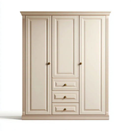 Kremowa trzydrzwiowa szafa ubraniowa z płyty MDF, 180 x 60 x 220 cm