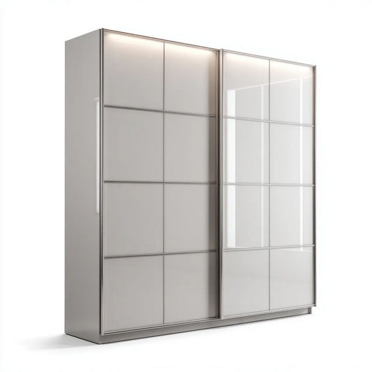 Szara szafa przesuwna z płyty laminowanej 200 × 60 × 220 cm