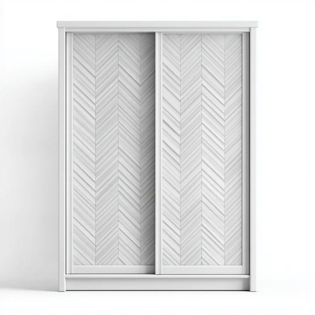 Biała szafa przesuwna z płyty MDF 200 x 60 x 220 cm z frontami w jodełkę