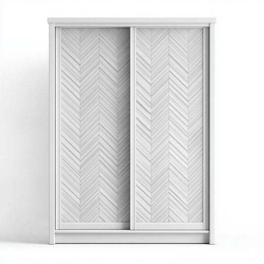 Biała szafa przesuwna z płyty MDF 200 x 60 x 220 cm z frontami w jodełkę