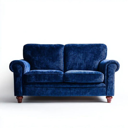 Granatowa sofa dwuosobowa z tapicerką z poliestru, 160 × 85 × 90 cm