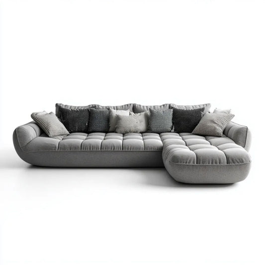 Prawostronna sofa narożna z szezlongiem z tkaniny, szaro-grafitowa, 280 × 170 × 85 cm