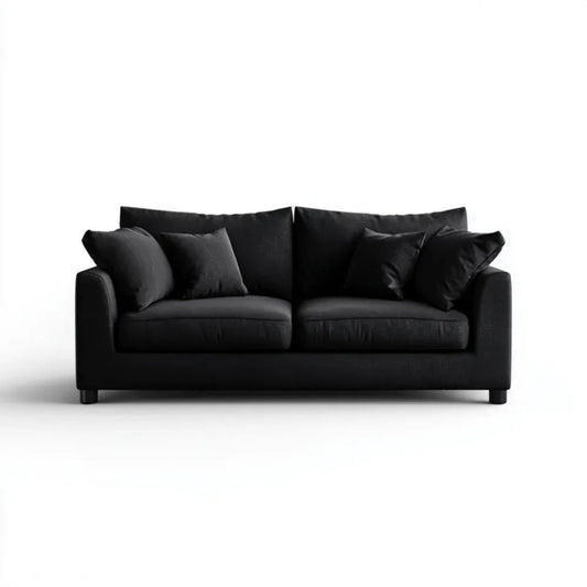 Czarna sofa dwuosobowa welurowa 180 x 90 x 85 cm