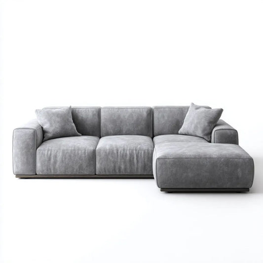 Prawostronna sofa narożna z szezlongiem z mikrofibry, szaro-czarna, 300 x 165 x 85 cm, kształt L