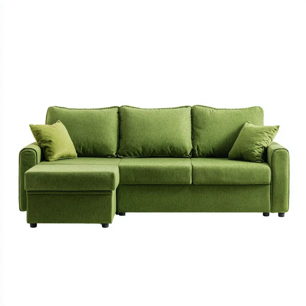 Zielona sofa narożna z lewym szezlongiem z aksamitu poliestrowego 240 x 150 x 85 cm