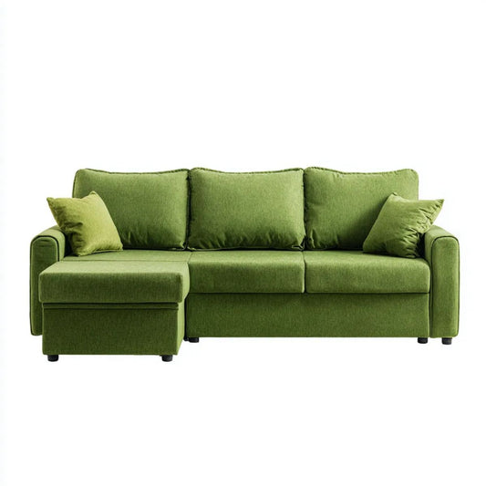 Zielona sofa narożna z lewym szezlongiem z aksamitu poliestrowego 240 x 150 x 85 cm