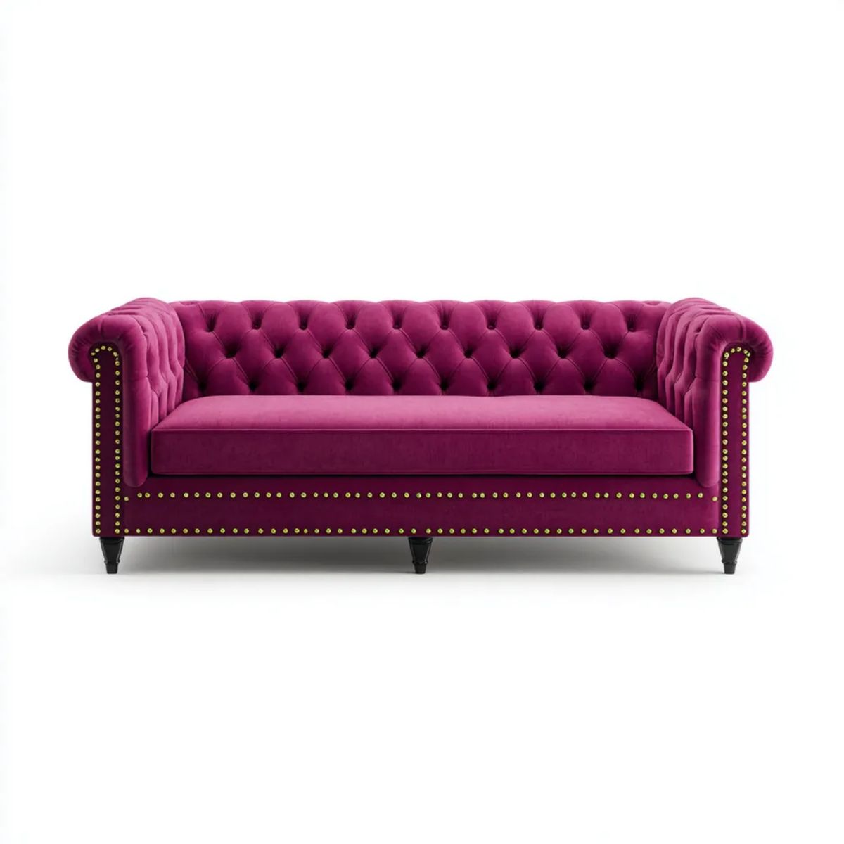 Dwuosobowa sofa Chesterfield z aksamitu fioletowa 170 x 85 x 75 cm