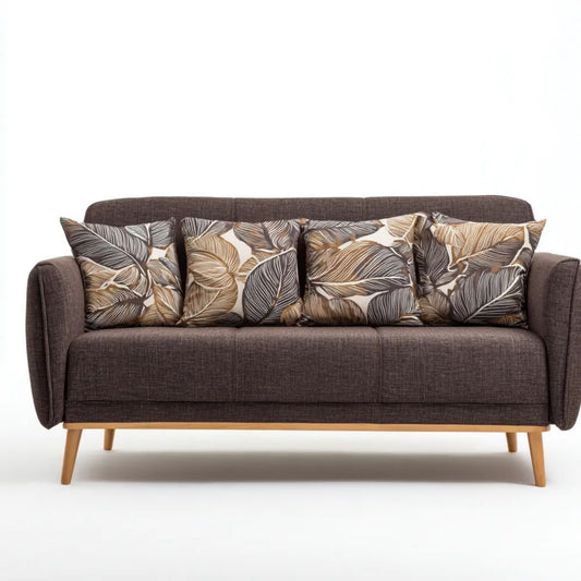 Brązowa sofa trzyosobowa z tapicerką poliestrową 190 x 85 x 86 cm