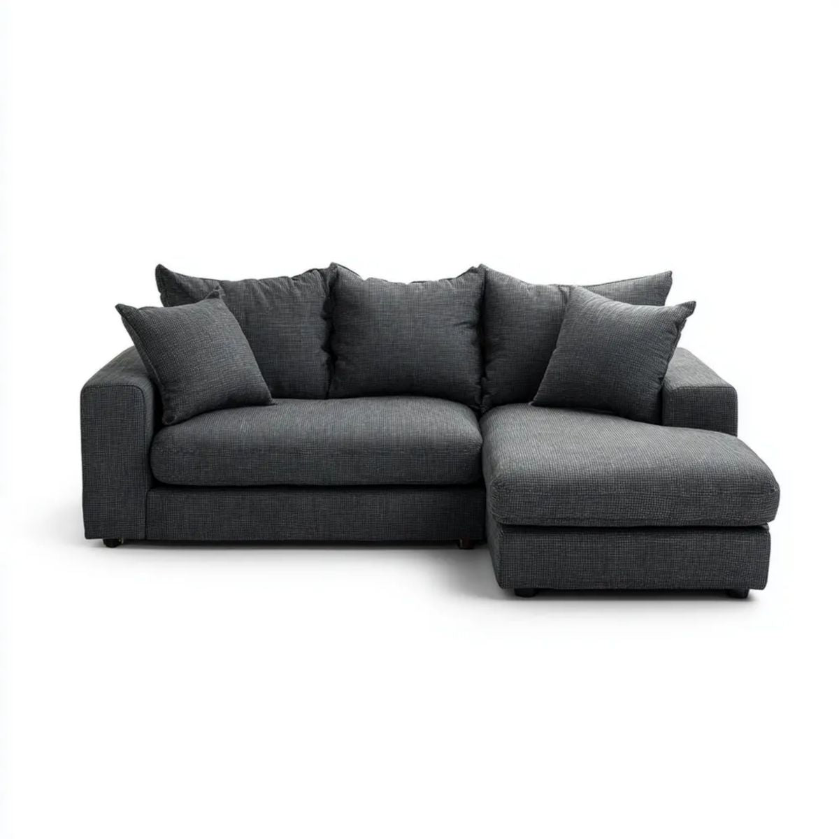 Sofa narożna prawostronna grafitowa z poliestru 245 × 160 × 85 cm