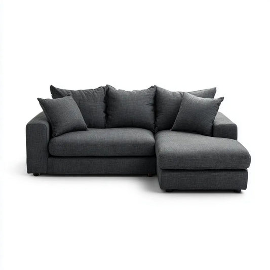 Sofa narożna prawostronna grafitowa z poliestru 245 × 160 × 85 cm