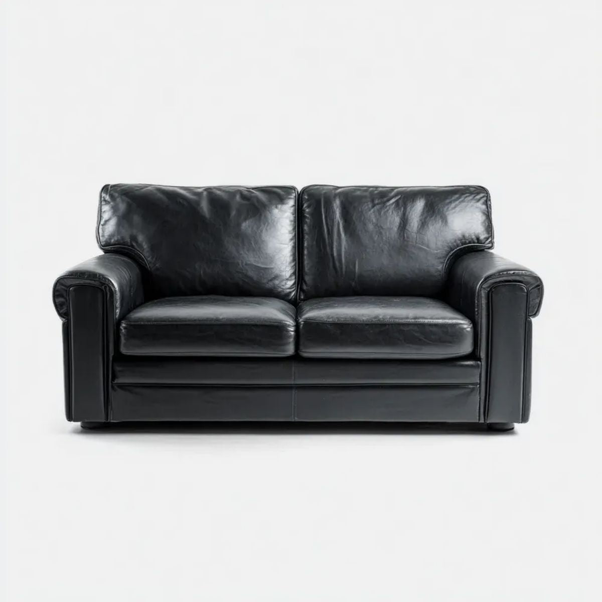Czarna sofa dwuosobowa ze skórzaną tapicerką PU 170 x 90 x 88 cm