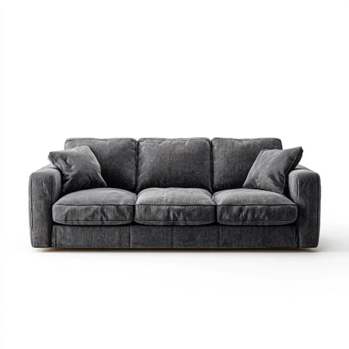 Sofa 3-osobowa ciemnoszara ze sztruksu poliestrowego 210 x 90 x 86 cm
