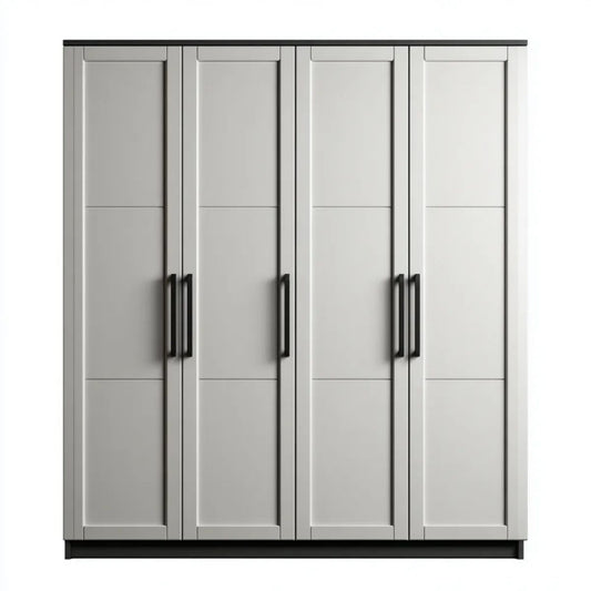 Czterodrzwiowa szafa garderobiana z płyty MDF 200 x 240 x 60 cm szaro-czarna