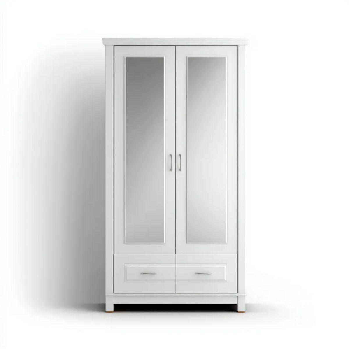 Biała dwudrzwiowa szafa garderobiana MDF z lustrami 90 x 52 x 190 cm