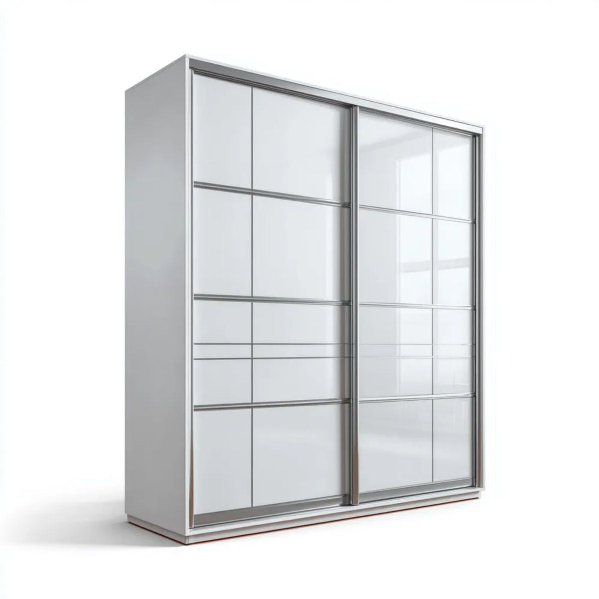 Biała szafa przesuwna z lustrem z płyty wiórowej laminowanej 200 × 60 × 215 cm