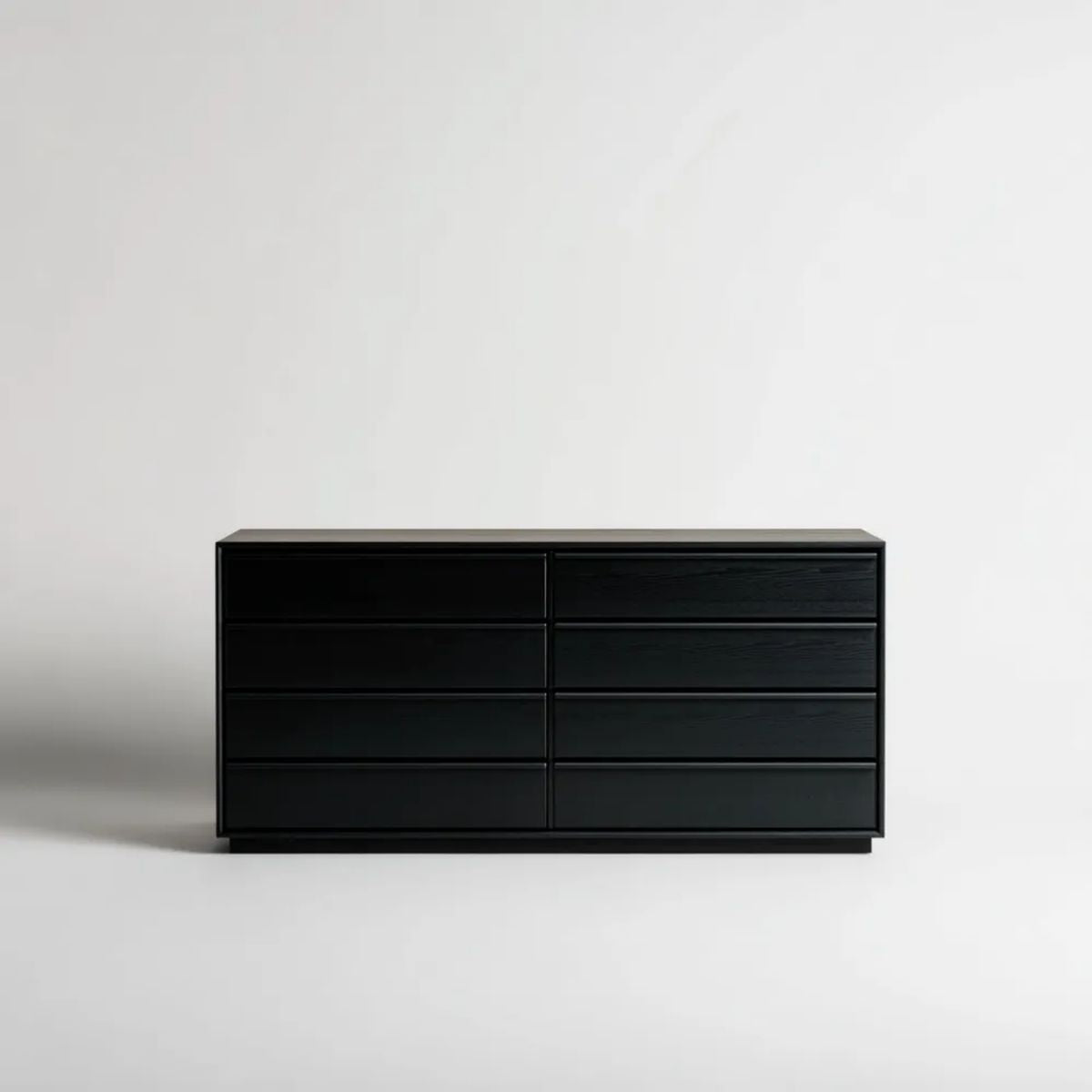 Czarna komoda z 8 szufladami z laminowanej płyty MDF, 160 × 40 × 80 cm