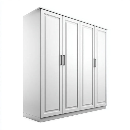 Biała czterodrzwiowa szafa z płyty MDF, 200 x 60 x 220 cm