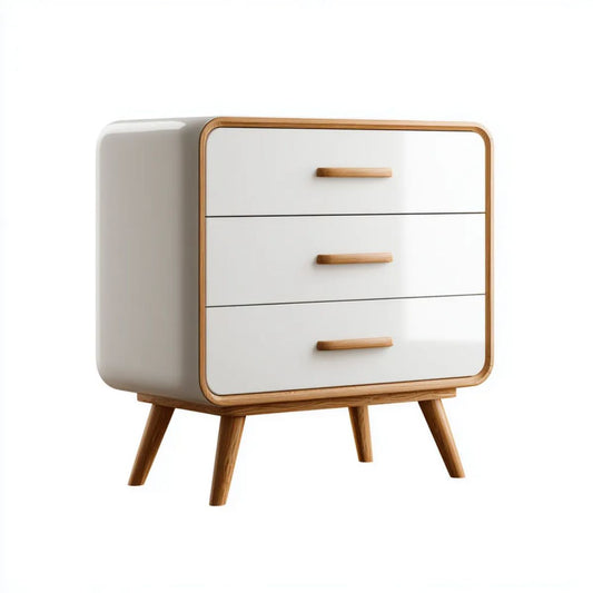 Komoda z 3 szufladami biała z płyty MDF i litego drewna 80 x 40 x 85 cm
